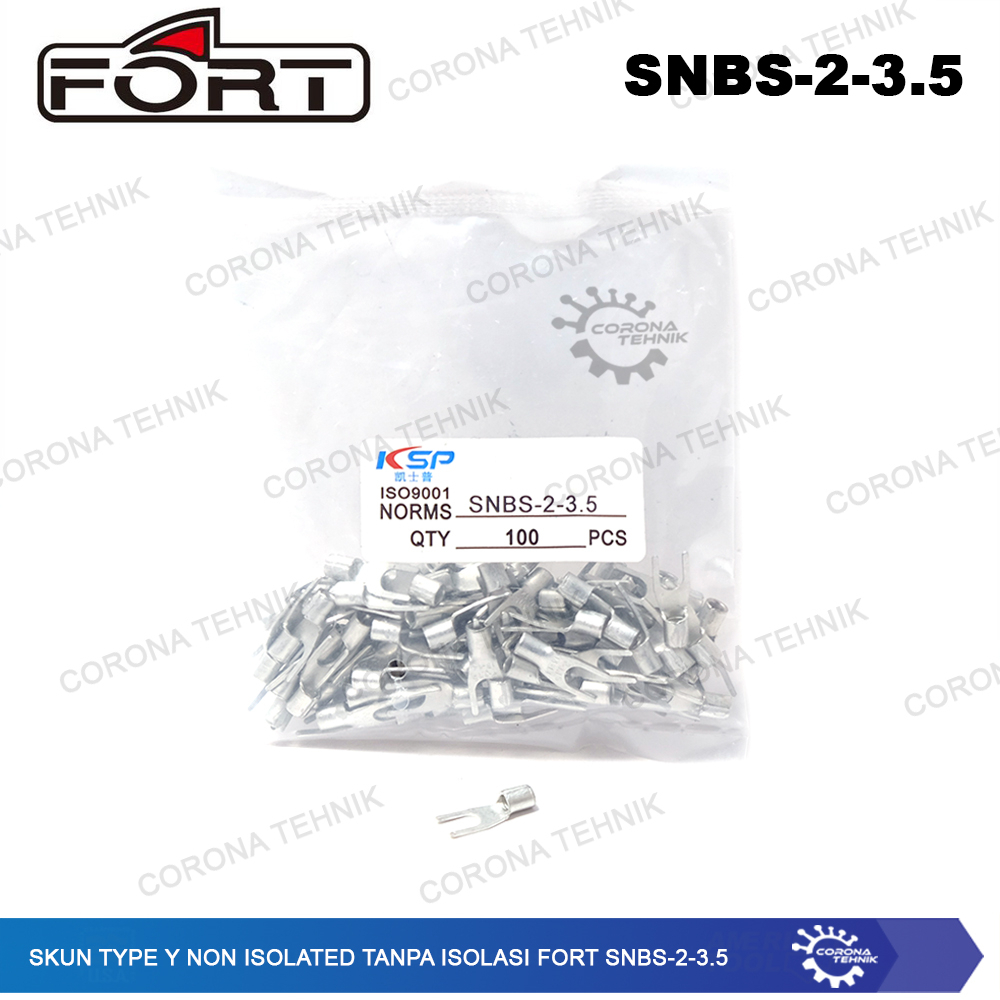 For Cable 1.25 - 2.5 mm Skun Type Y Non Isolated Tanpa Isolasi FORT SNBS-2-3.5