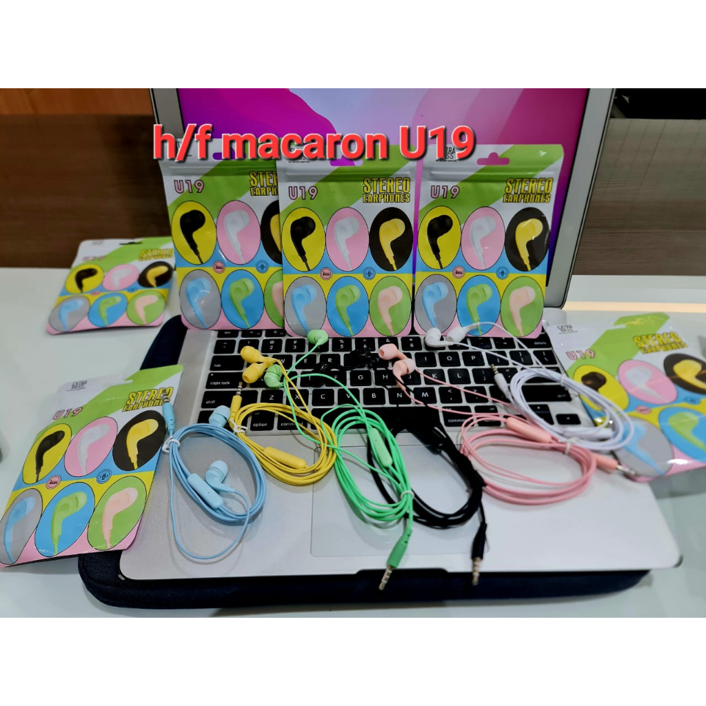 Headset Macaron U19 Karet Handsfree Earphone Hifi Matte Colour Super Bass D2