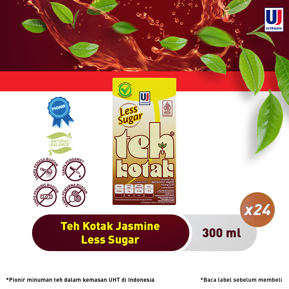 Teh Kotak Jasmine Less Sugar 300ml - 1 Dus isi 24pcs