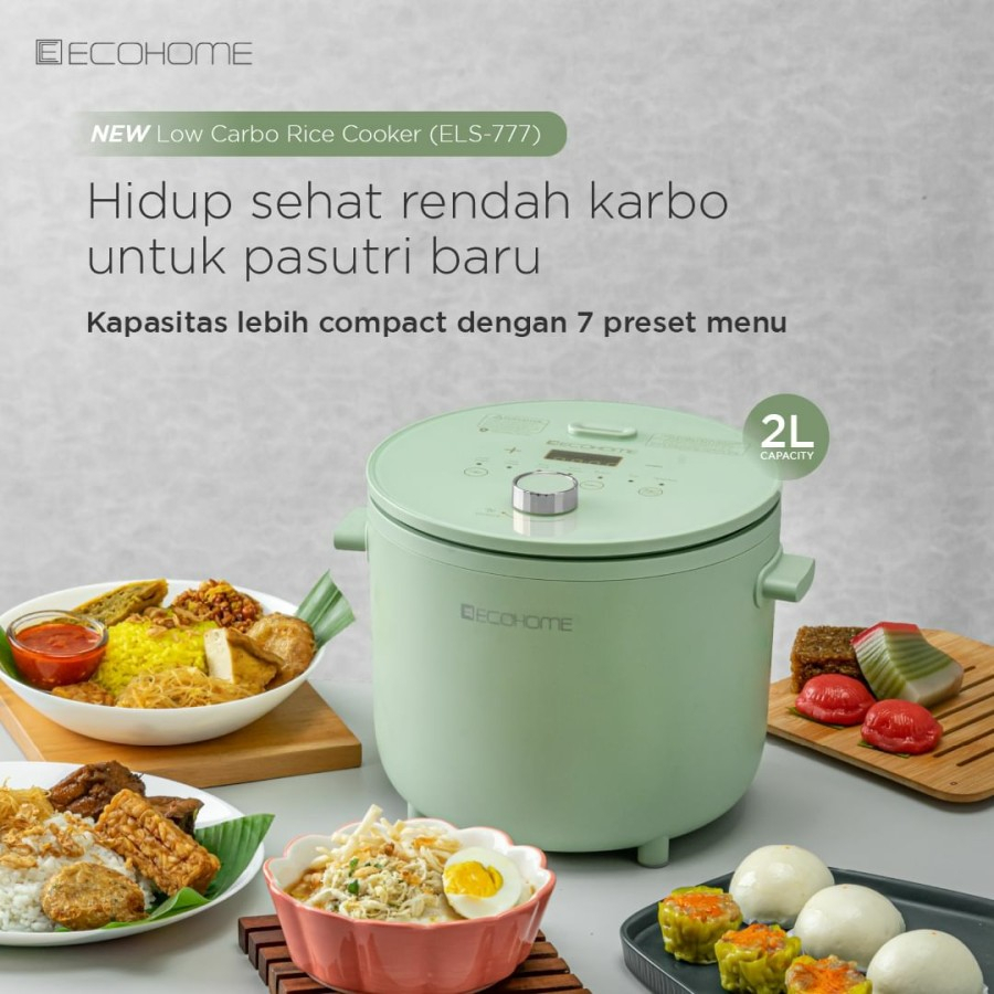 Ecohome Rice Cooker Low Carbo ELS 777 / Penanak Multifungsi ELS777 Less Sugar