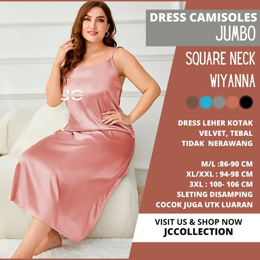 Tanktop Jumbo / Long Dress Camisoles Jumbo sexy Saten  Tali kecil Wanita Gaya Korea  Wiyanna JCCollections