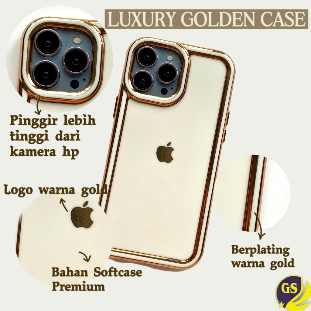 (2) Soft Case Silicone Luxury Golden Plating for iPhone 13 14 PRO MAX 14 PLUS