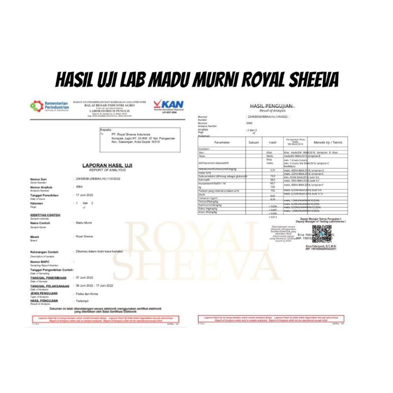 

QH madu murni royal sheeva dari hutan akasia sumatera 1.300 gr 100% original halaI mui madu premium