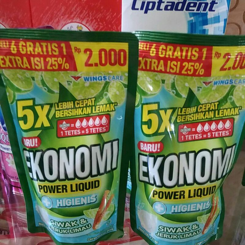 Ekonomi Power Liquid Sabun Cuci Piring 2000 105 + 27 ml BELI 2 + 1