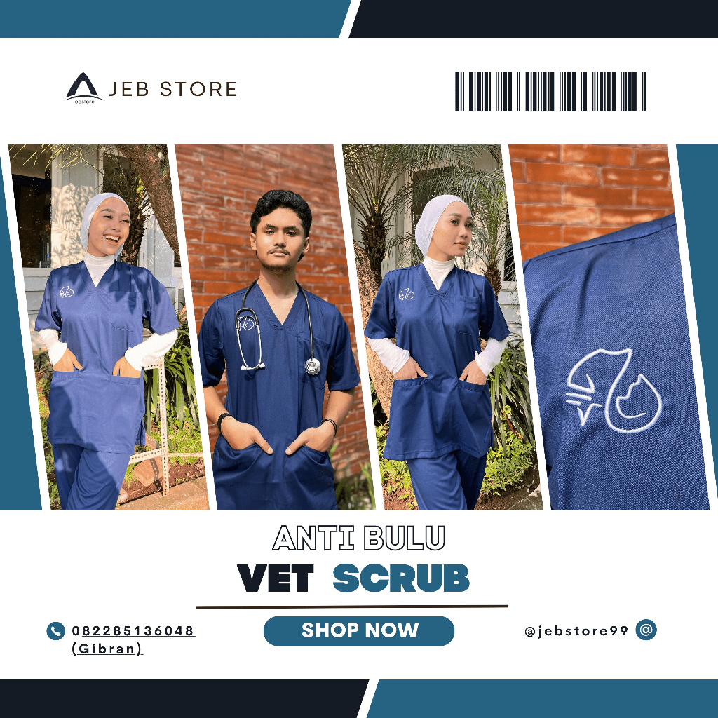 Scrub Dokter Hewan | Baju Jaga Dokter Anti Bulu