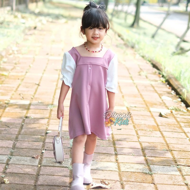 RALINE DRESS-Dress anak bahan scuba premium