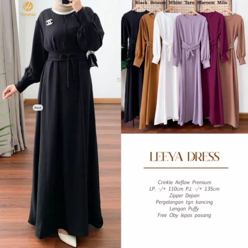 LEEYA DRESS GAMIS PREMIUM BAHAN AIRFLOW CRINCKLE DEODORA PREMIUM