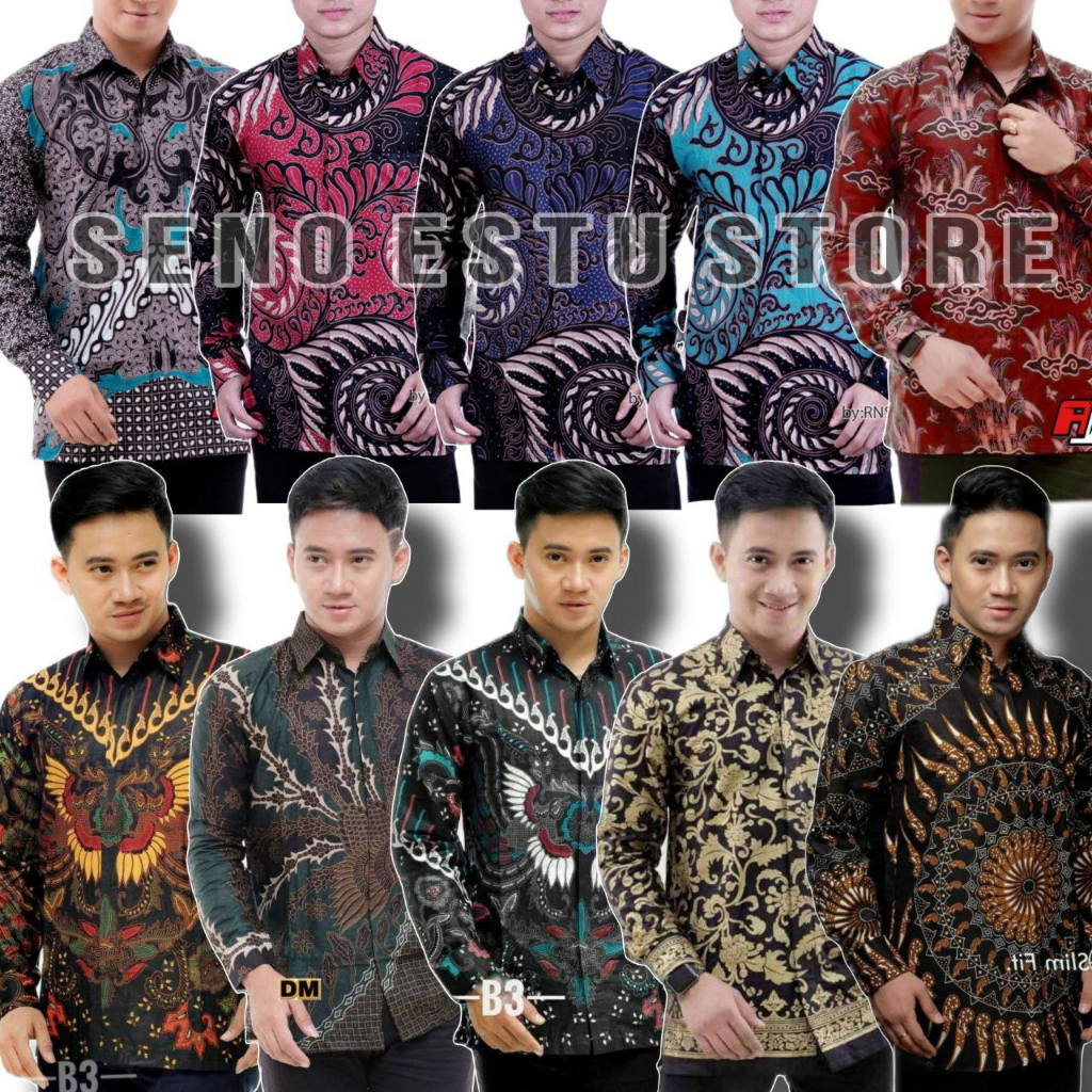 KEMEJA BATIK PRIA LENGAN PANJANG SIZE M L XL XXL BSWART BatiK HRB026 Kenongo Hem Panjang Padi