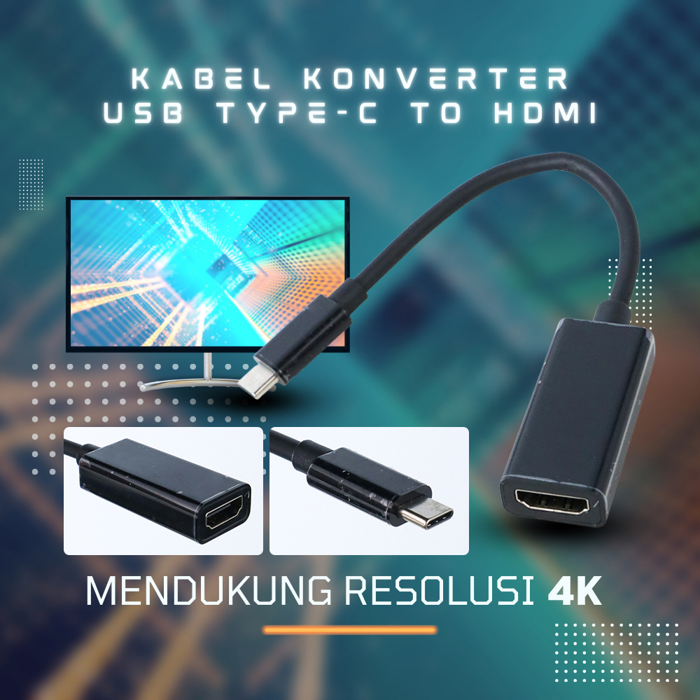 Kabel Konverter USB Type C to HDMI 4K 15 cm - MM142 - Black
