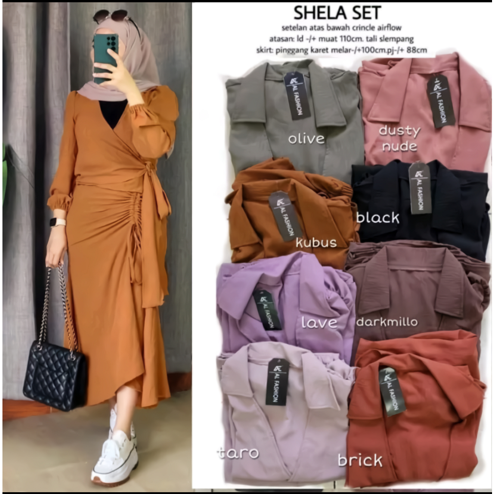 SETELAN SHELA BAHAN CRINCLE AIRFLOW PREMIUM / FASHION WANITA MURAH TERBARU