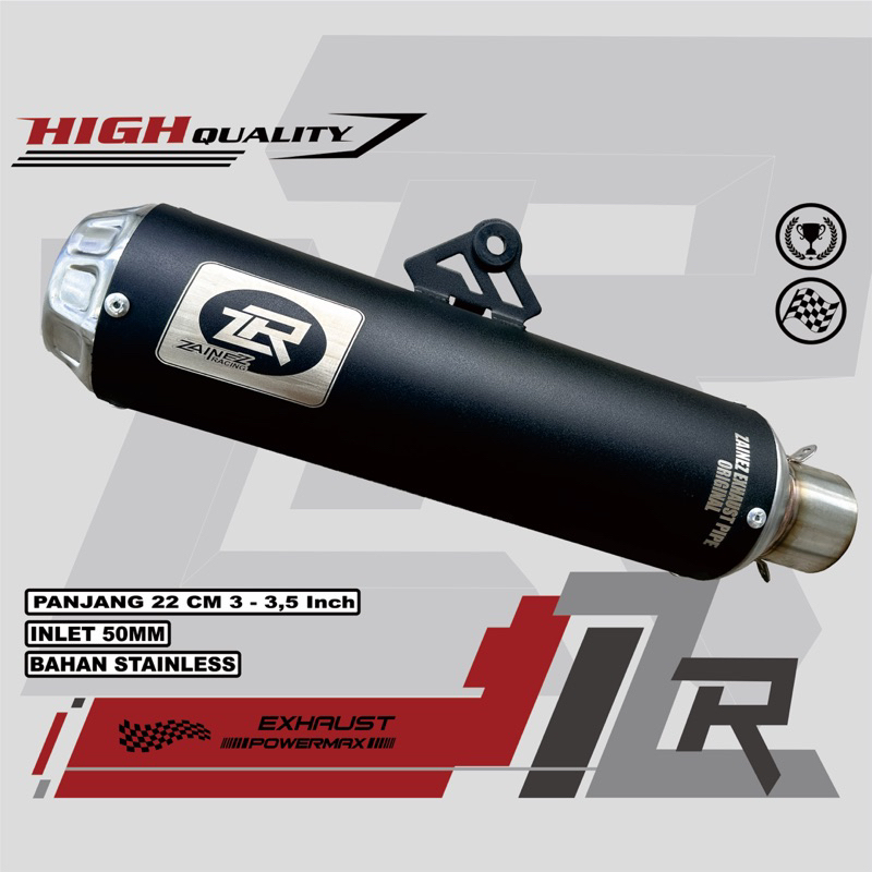 Zainez Racing Silencer/Slincer Knalpot Racing Kompetisi Panjang 25CM Coating Hitam Model Arrow