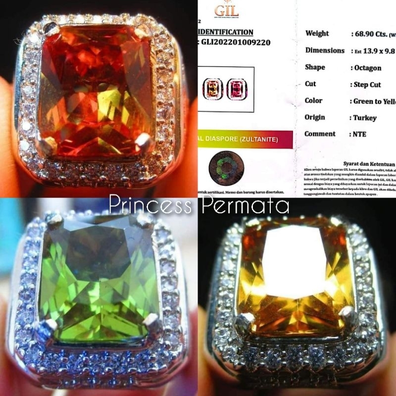 Natural Cincin Zultanite (Diaspore) Include Memo GIL GEMS Lab