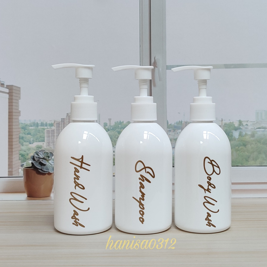 Botol Sabun Cair Pump Aesthetic 250ml Oval Lucu Putih Pump Lotion Putih