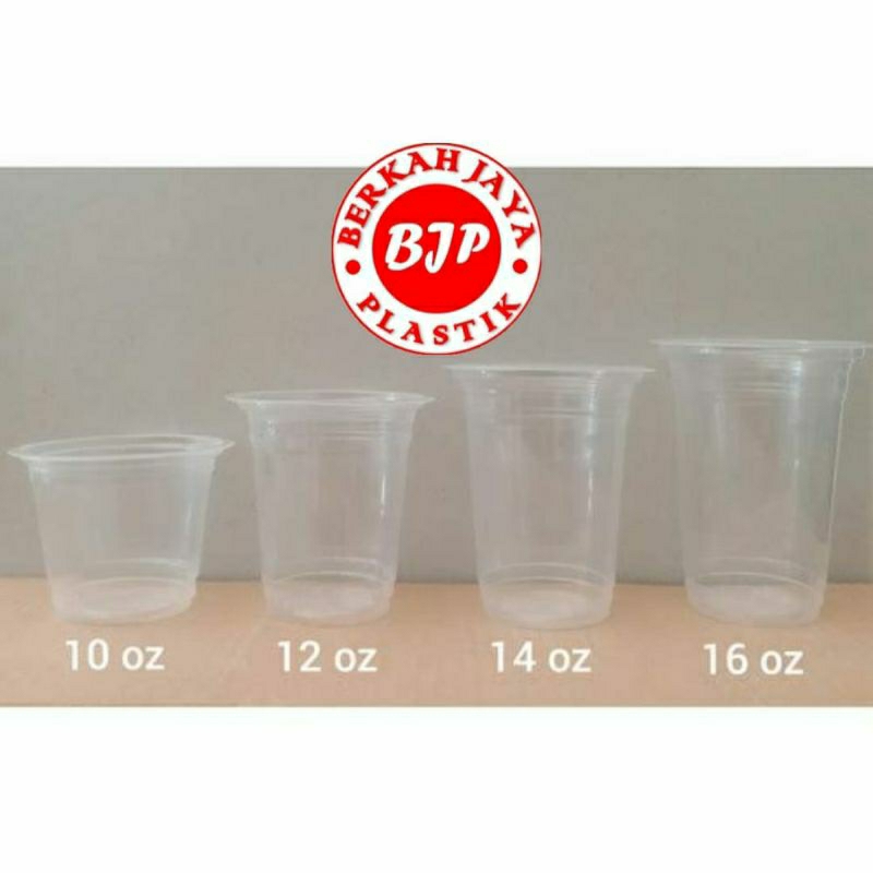 cup gelas plastik bening Cup 10 oz, 12 oz, 16 oz