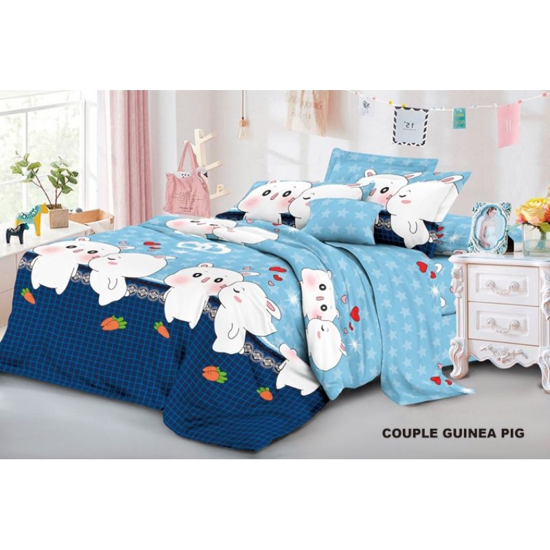 Bedcover + Sprei Set Anak Perempuan Motif GUINEA PIG Komplit 1 Set Selimut Bedcover & Sprei Set Ukur