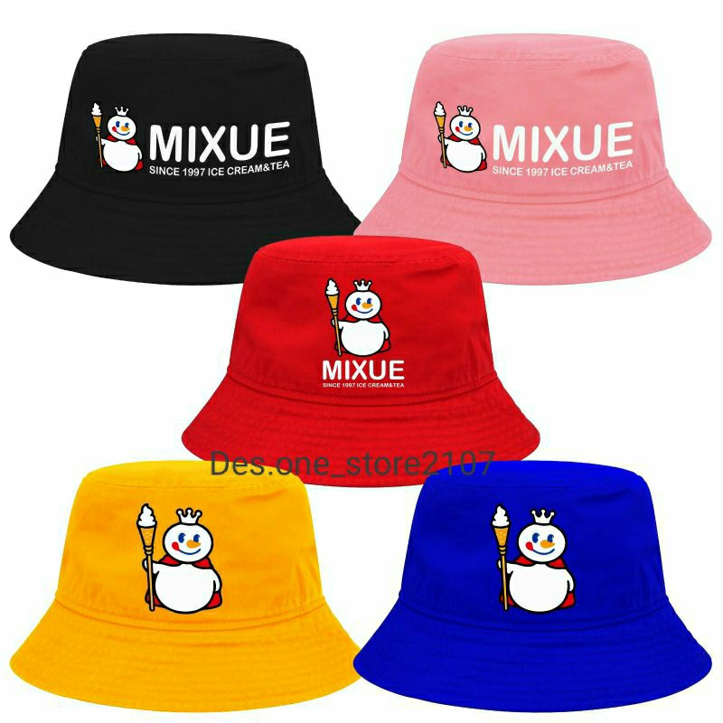 Topi Mixue model Bucket Mixue Topi Anak Laki Laki Perempuan Mixue Bucket kekinian