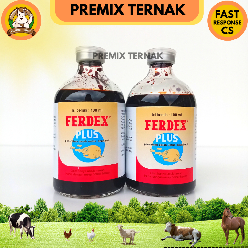 FERDEX PLUS 100 ml - Penambah Darah Anak Babi Zat Besi Hewan Ternak Penguat Stamina