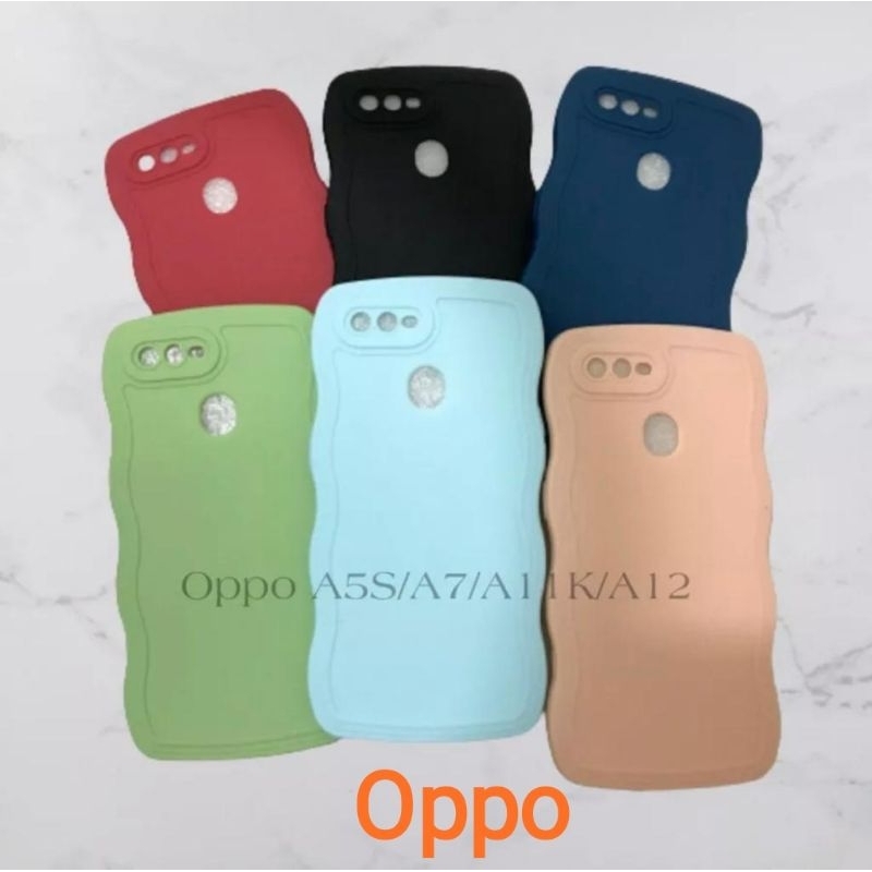 Case Casing Gelombang Warna Oppo A5s/A12/A7/F9/A11k/A5 2020/A9 2020  Pro camera