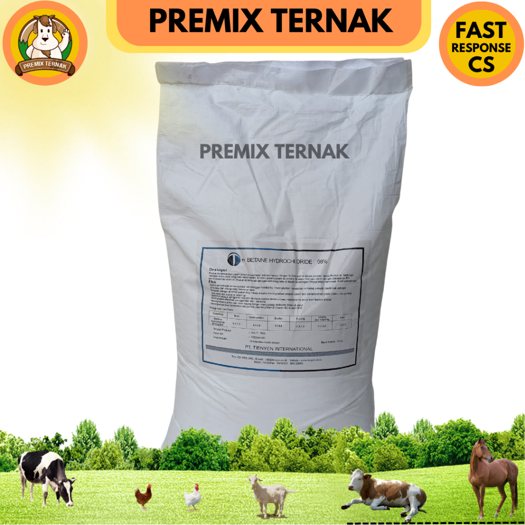 BETAINE HCL 500gr dan 1kg - Betain Ternak - Super Amino Protein &amp; Atraktan Hewan Sapi Babi Ayam Layer Broiler Burung Udang Kepiting Ikan - Betain - Betain Hcl