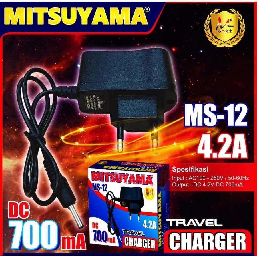 Barangunik2021 -Adaptor Charger Senter Kepala Travel Adapter DC 700mA Mitsuyama MS-12