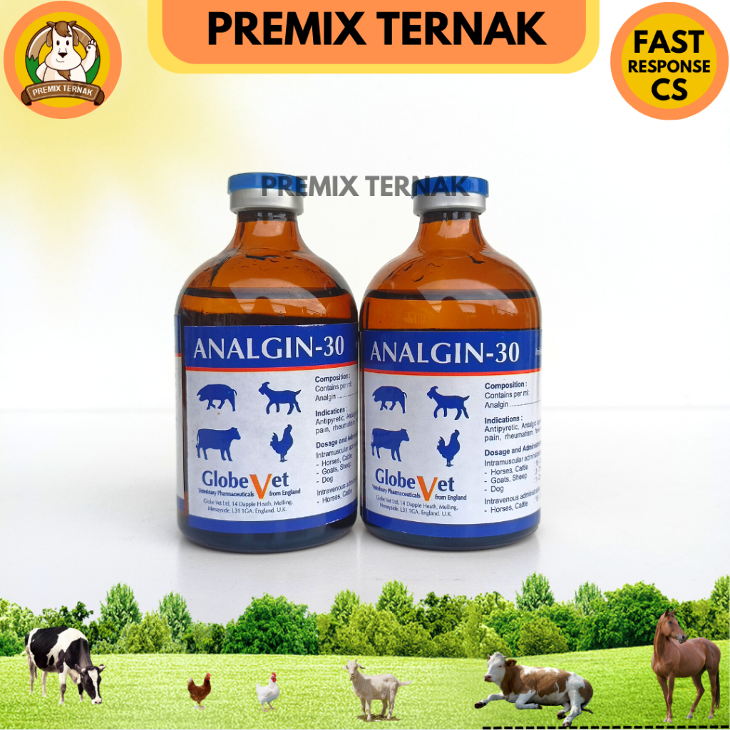 ANALGIN 30 100 ml - Pereda Nyeri dan Demam Ternak Sapi kambing Domba - Analgin 30 - like Sulpidon