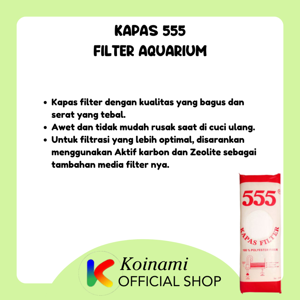 555 KAPAS FILTER AQUARIUM / BUSA FILTER AQUARIUM KOLAM IKAN