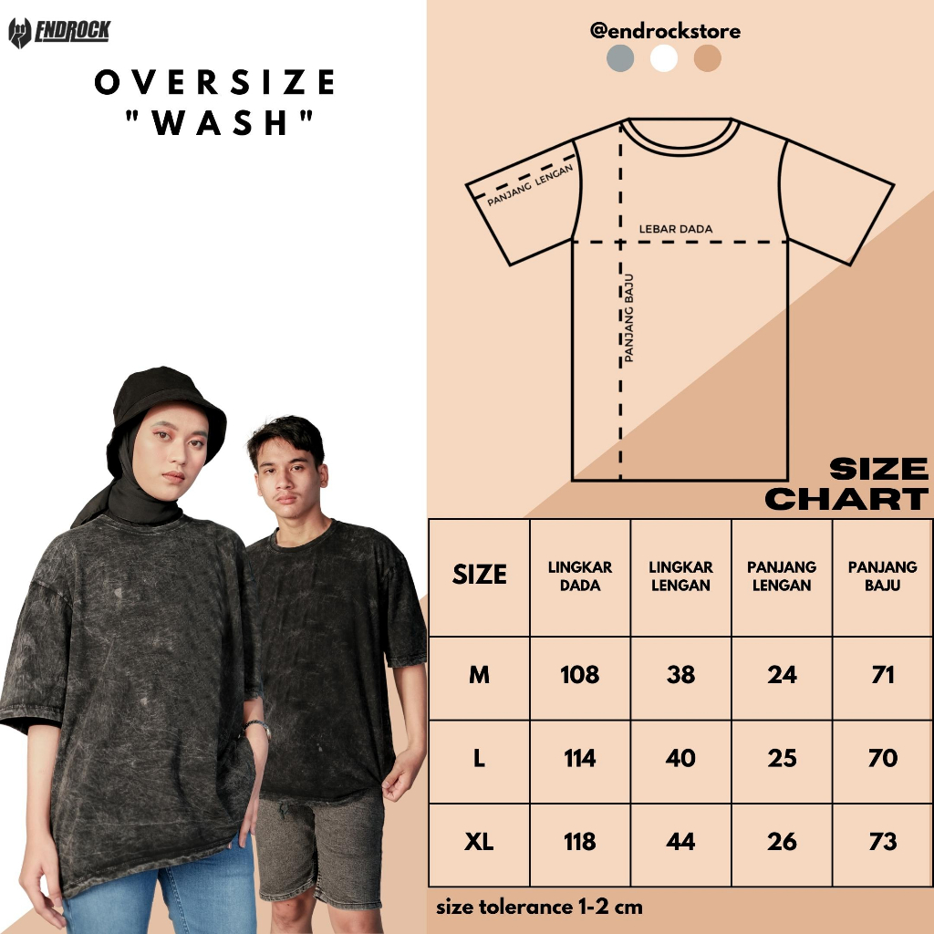 Kaos Oversize Wash Original Endrock Tema Algiz