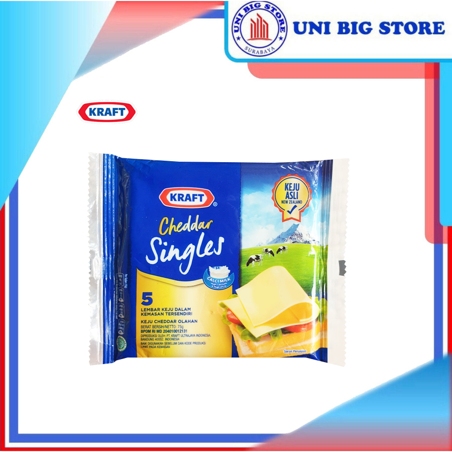 

Kraft Keju Singles Cheddar Cheese 5 Slices Single Slice Hi Calcium