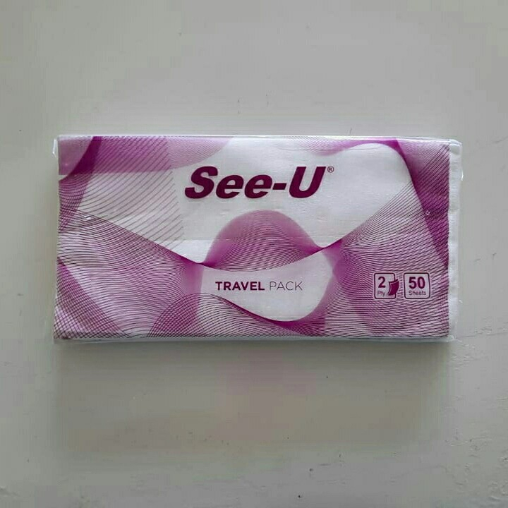 See-U Tissue Eco Purple Travel Pack 50 Sheets - Tisu Wajah - Serbaguna