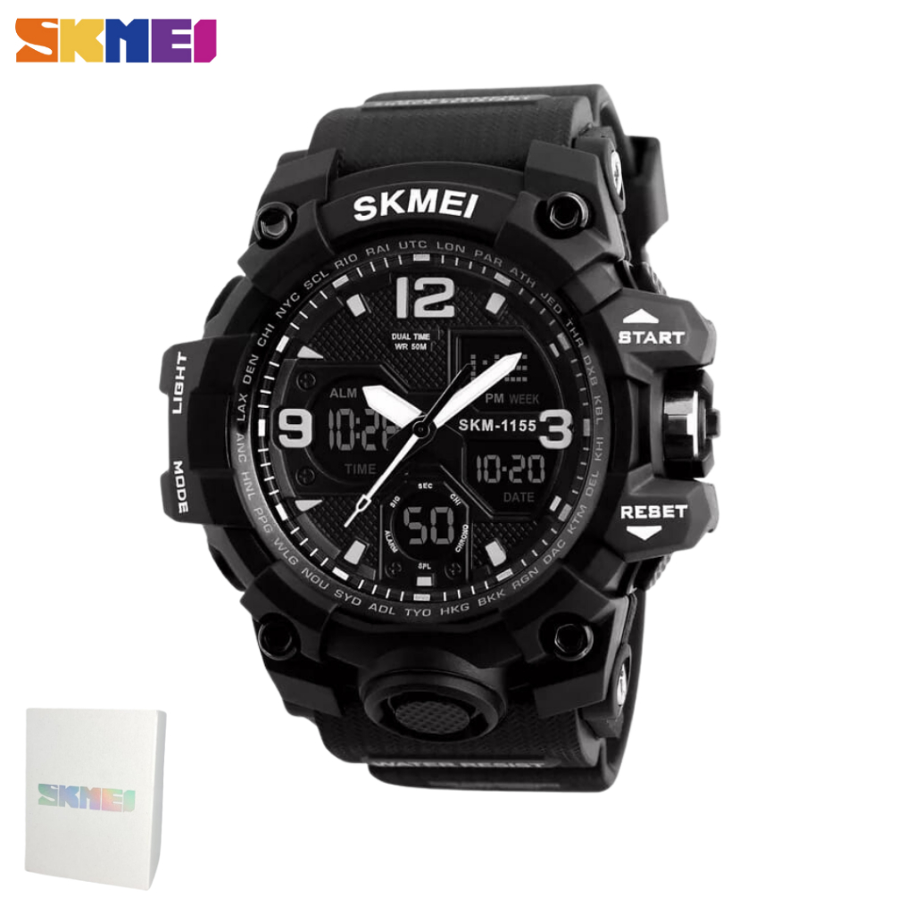 Jam Tangan Double Time Digital Analog SKMEI Water resist / Tahan Air Rubber Strap