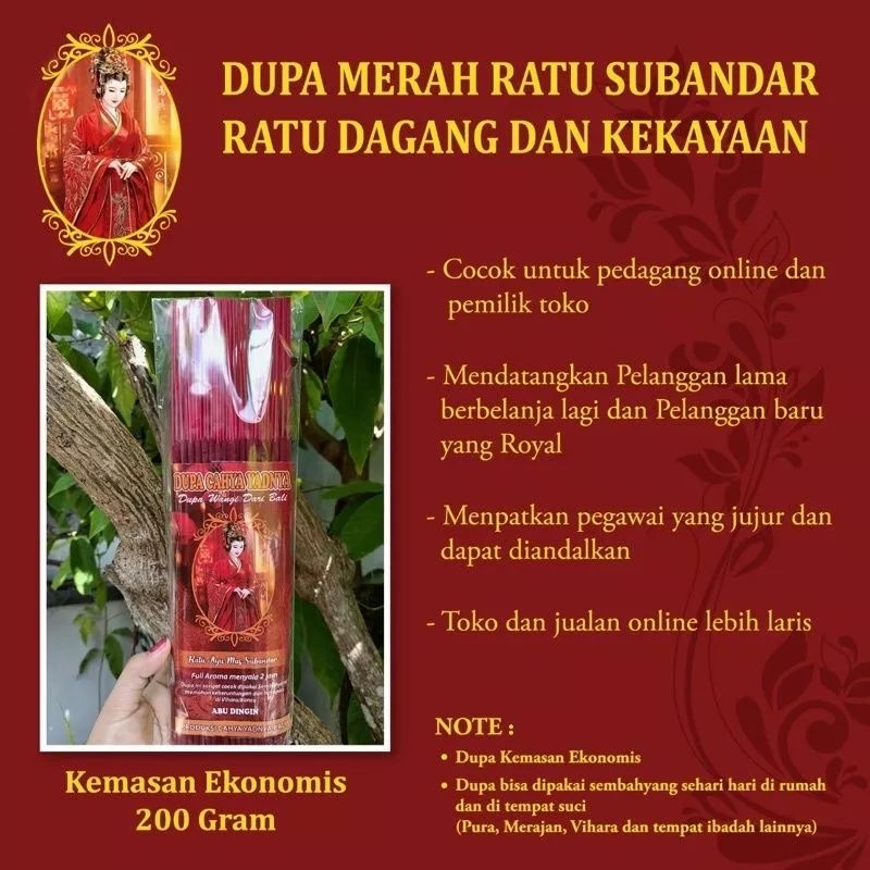 Dupa Merah Ratu Subandar Ekonomis