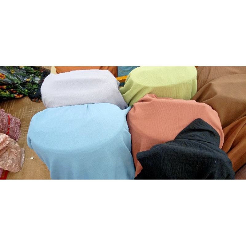 Kain Crinkle Polos Meteran Murah