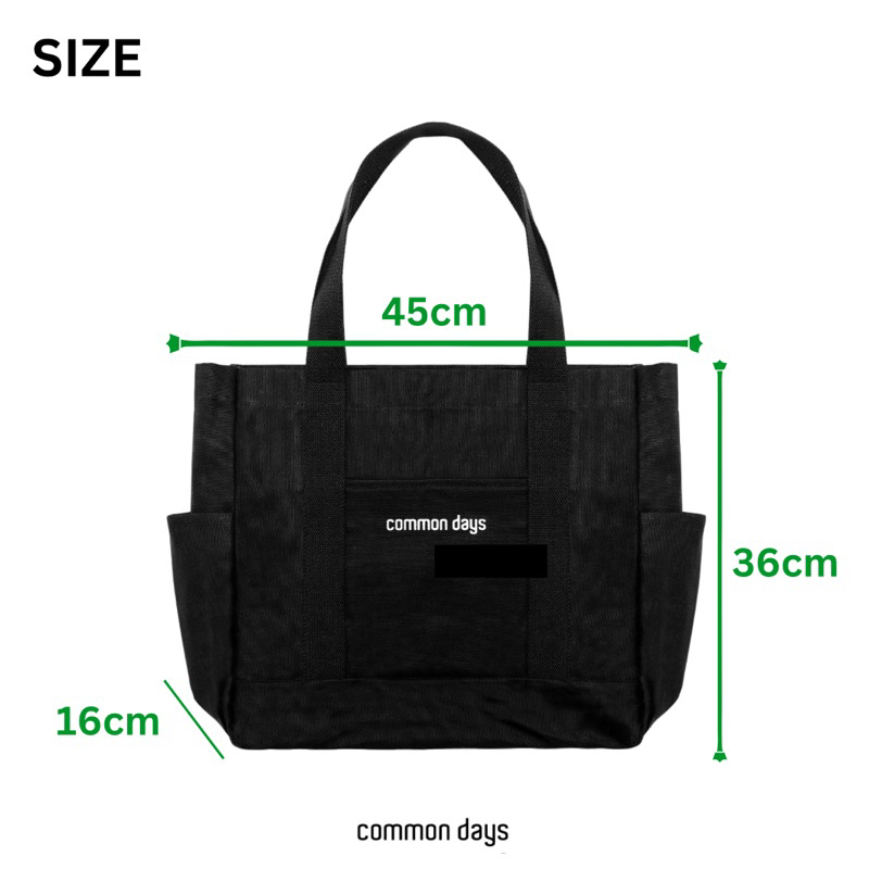 Carry All Canvas Totebag / Black &amp; Broken White / Tote Bag kerja / Hitam / Vintage / Kuliah / Tebal / Premium / laptop / tumbler / kuliah