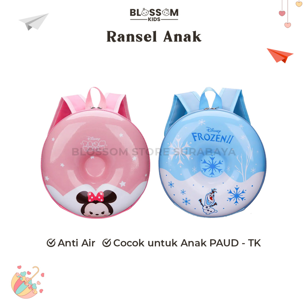 Tas Donat Anak Ransel Glossy Waterproof Karakter - Blossom Kids