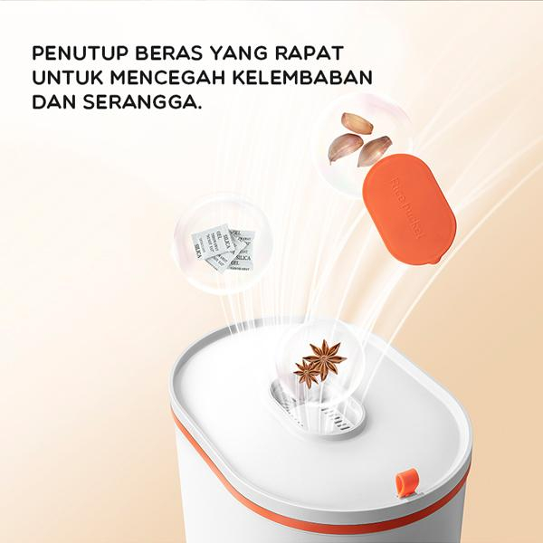 Samono Dispenser Beras Rice Box Kapasitas 10KG Tempat Penyimpanan Beras Transparan Otomatis dengan Tombol SRB001 BKE701