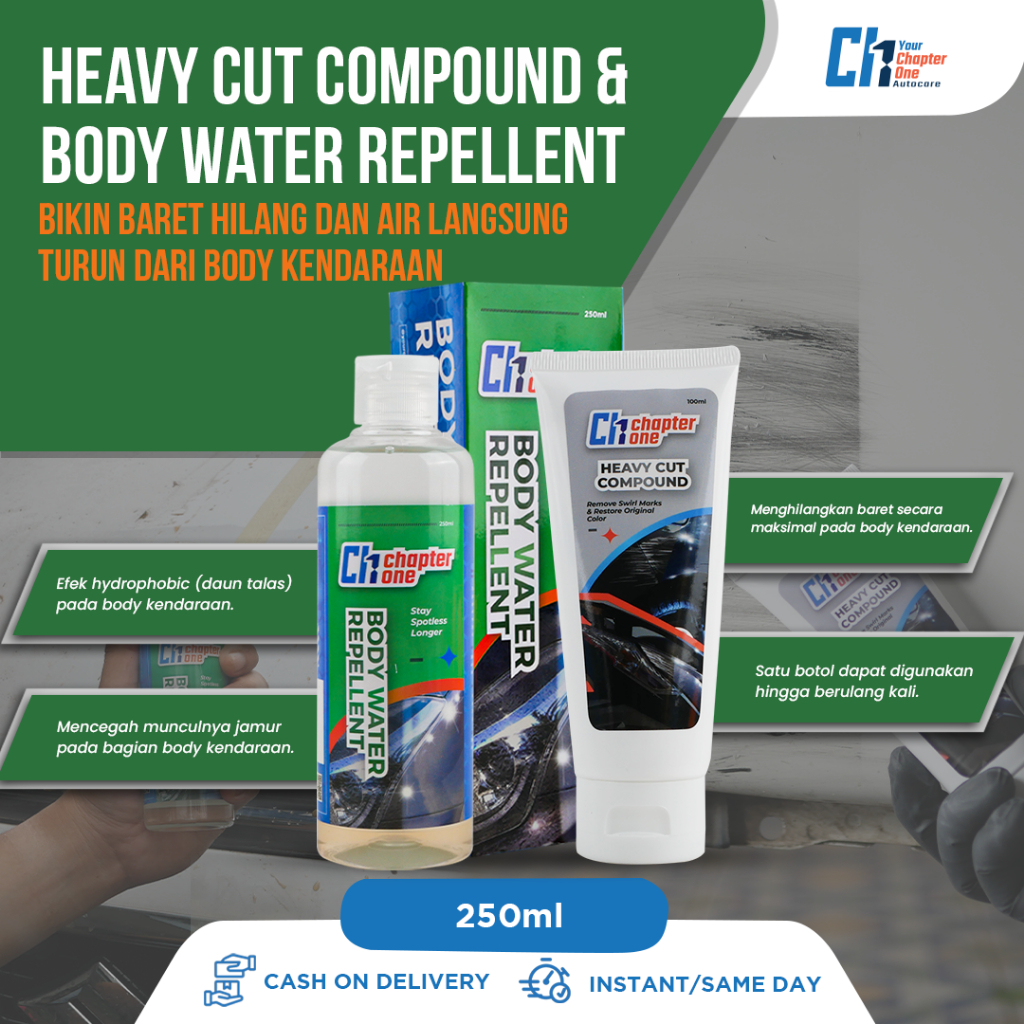 Heavy Cut Compound + Body Water Repellent | Paket Penghilang Baret &amp; Anti Air Body Kendaraan by Yourchapterone