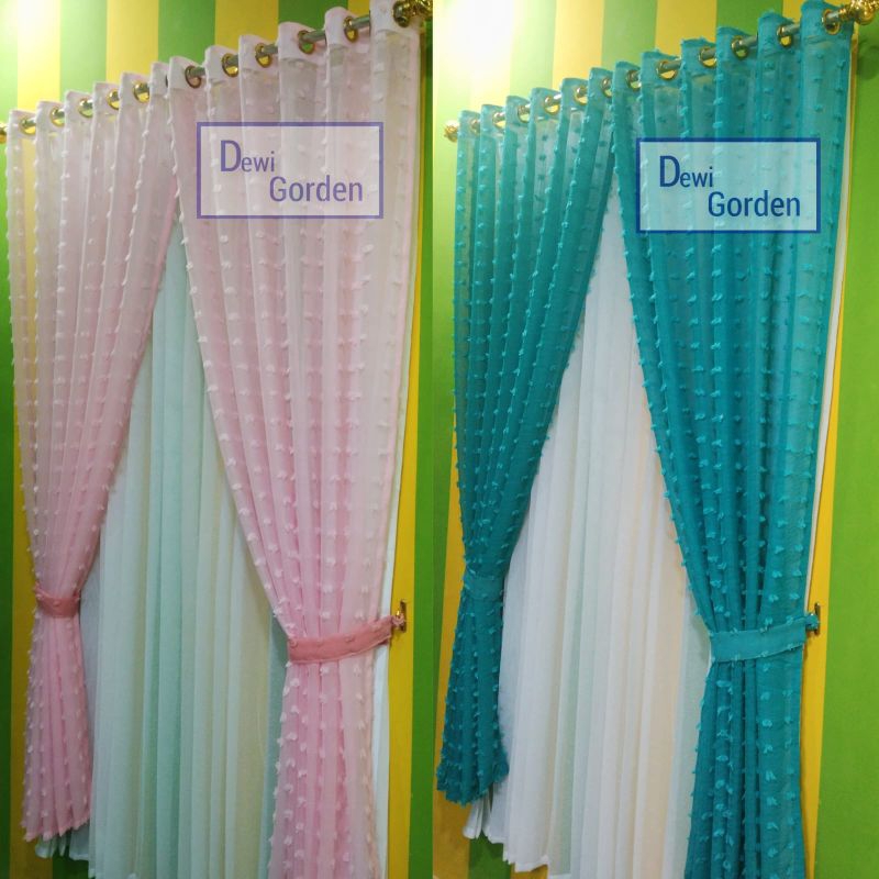 Gorden Ruby Model Smokring Jambul Pink Biru Tosca Polos Ukuran Jendela Pintu Panjang Pendek