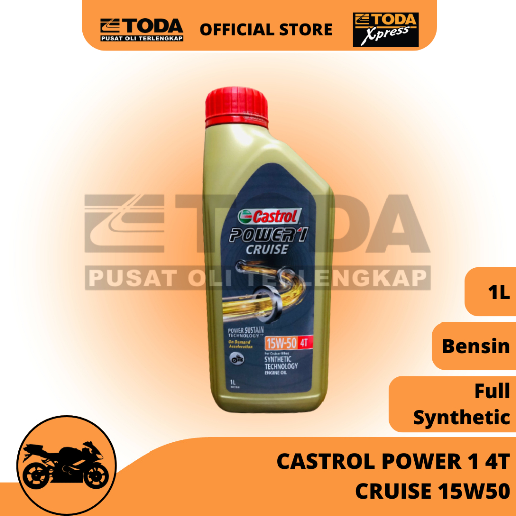 Oli Mesin Motor Castrol Power1 Cruise 15W-50 1L Original Oli Mesin Motor Castrol Power 1 Cruise