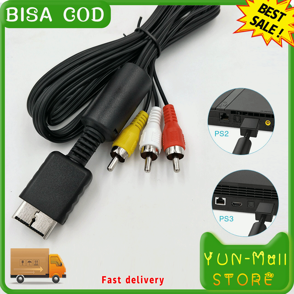 YUN Mall  Kabel Av PS2 Ori / Kabel PS2 PS 2 ke tv / kabel PS2 ke tv full set / kabel jack ps 2 / Panjang 1.8 Meter - Kabel PS2 Ke Tv