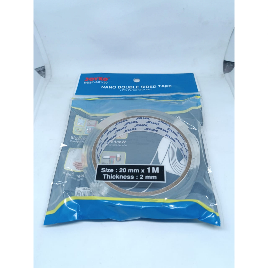 NANO TAPE 20MM 1 METER LAKBAN DOUBLE TAPE DABELTIP BENING TEBAL WARNA WARNI MEREK JOYKO 1 BUNGKUS ISI 1 ROLL