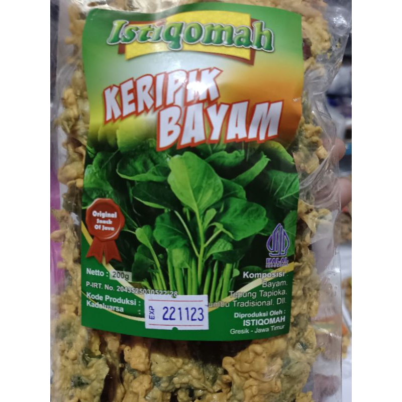 

camilan keripik bayam peyek bayam renyah gurih enak halal 200gr