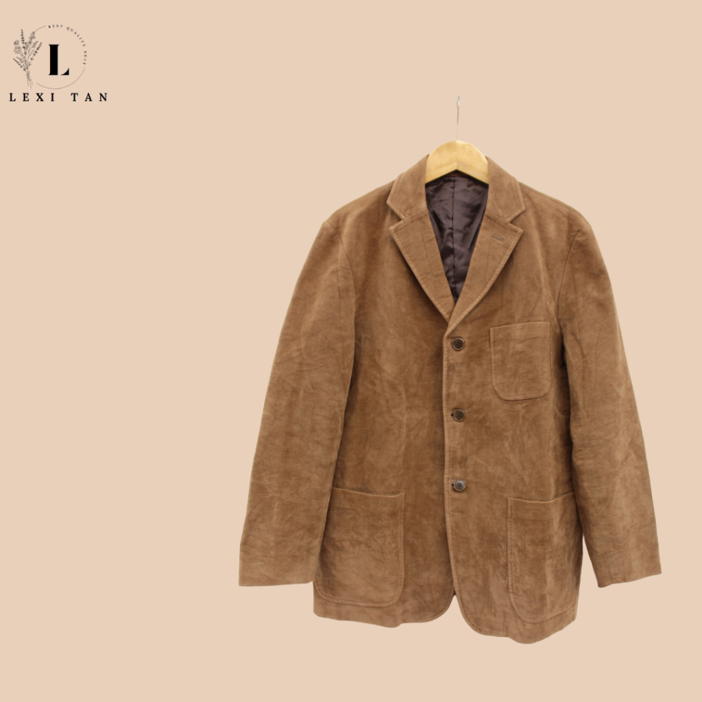 Jas / Blazer Pria Suede Coklat Uniqlo (XL)
