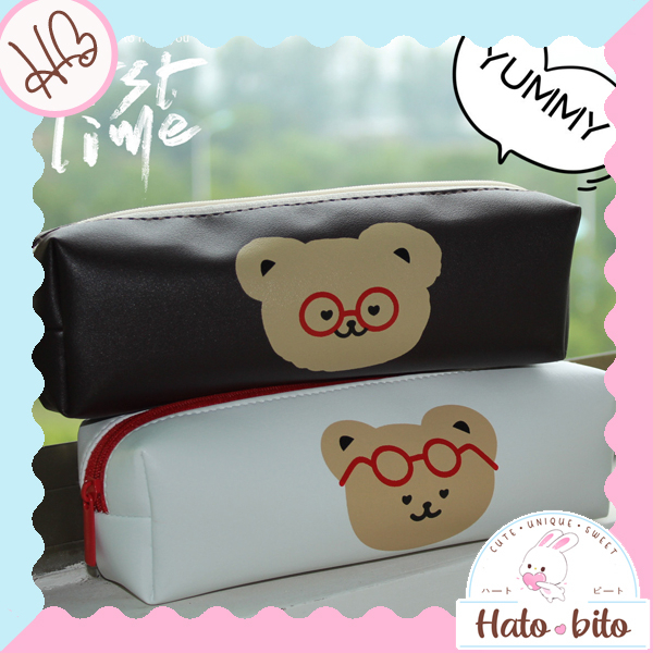 

Kotak pensil tempat pensil glasses bear beruang lucu cute HB1421