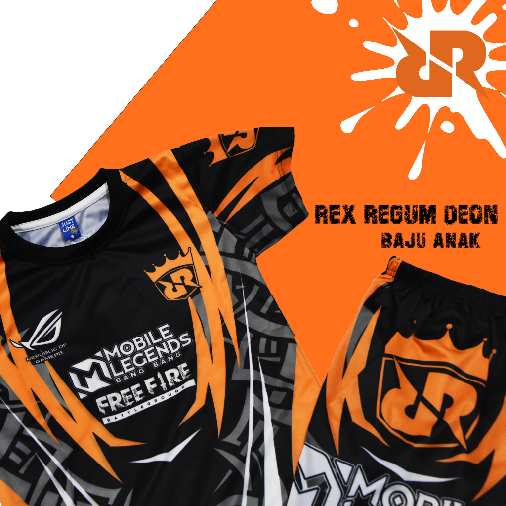 Setelan Baju anak RRQ Rex Regum Qeon - Jersey RRQ Anak - Setelan Anak Full Printing