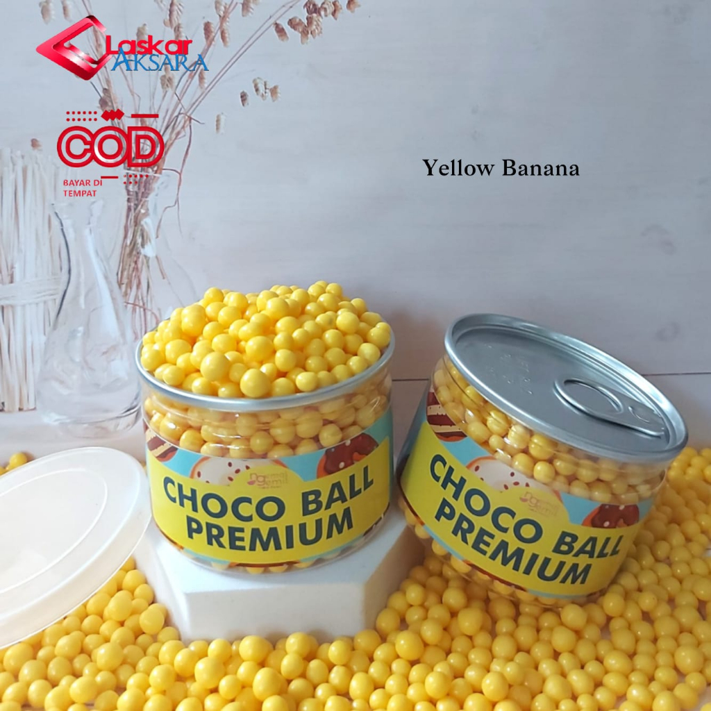 

Can - Chocoball Yellow Banana Sprinkle Bola Rasa Buah Topping Kue Donut Bolu / Premium