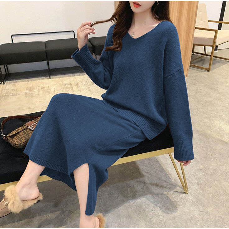 Setelan Rok Aneisha Oneset Blouse dan Rok Rajut 7get Terbaru 2023 Kekinian Korean Style Fashion Muslim Wanita Dewasa Knit