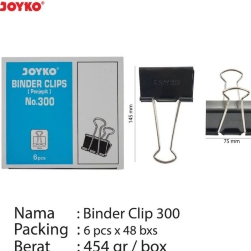 

BINDER CLIP NO. 300 JOYKO / PENJEPIT KERTAS / CLIP