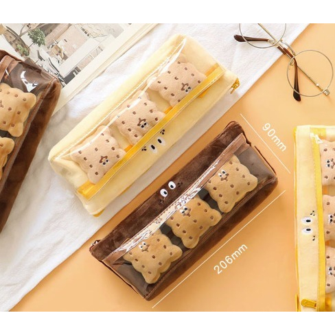 

kotak tempat pensil anak lucu biskuit cookies coklat