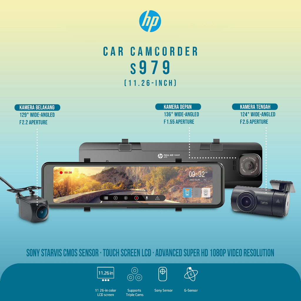 TERBARU HP DASHCAM MOBIL 3 KAMERA S979 WIFI 1080P TRIPLE LENS CAMERA LAYAR SENTUH ADAS SONY SENSOR
