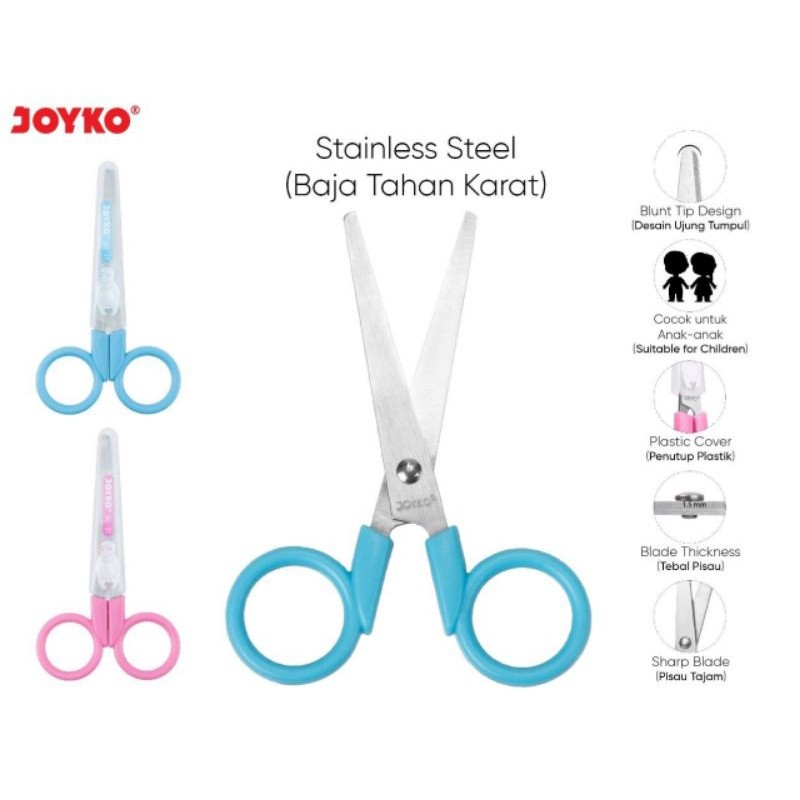 

Gunting Kertas Anak Scissors JOYKO SC-21 Dengan Penutup Stainless